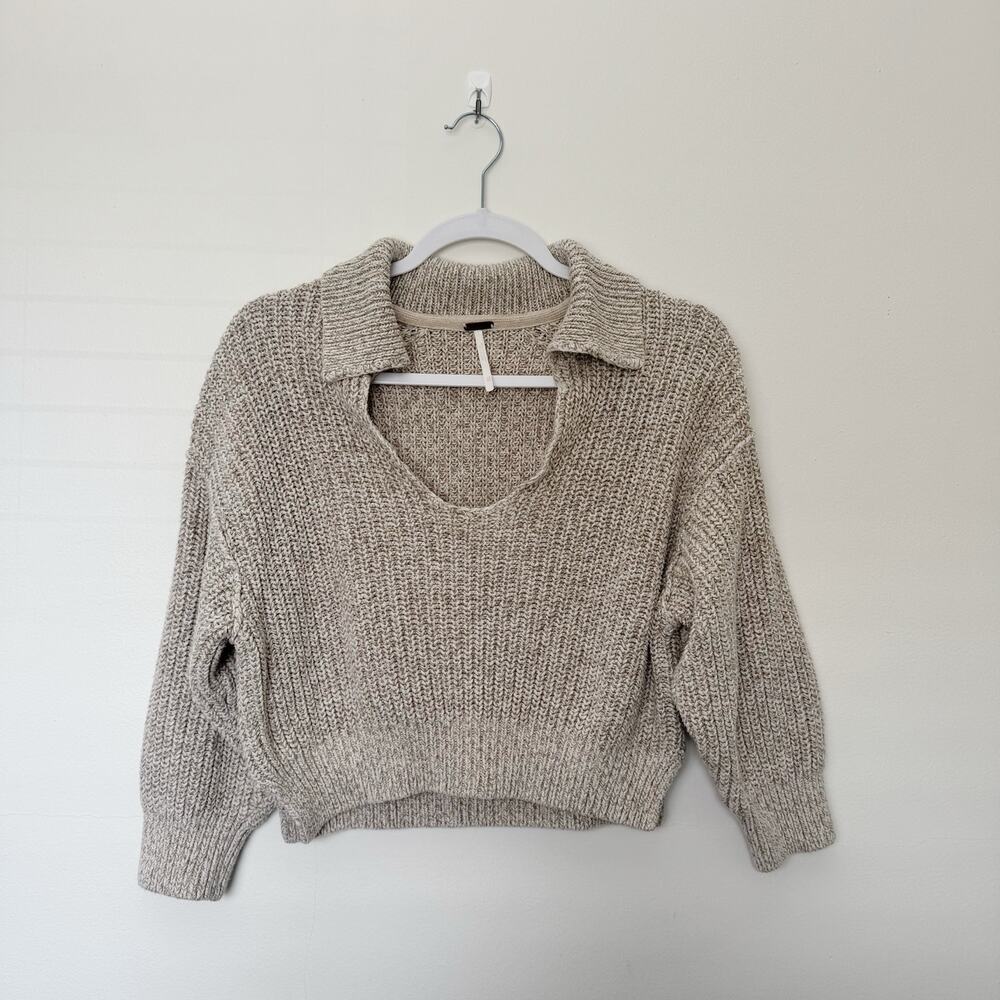 Free People Women's Love this City Neutral Crop Cotton Pullover Size XS